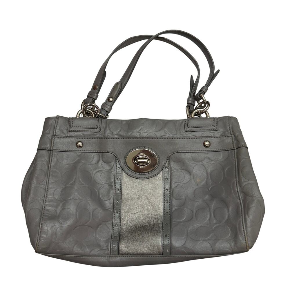 Coach Penelope Carryall Satchel Purse Gray Leather Top Handle